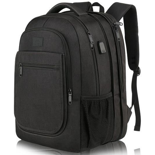 MATEIN Large Travel Backpack, TSA Expandable Laptop Backpack with USB Charging Port, Anti Theft Computer Bag Fit 17.3 Inch Laptop Water Resistant School Rucksack College Gift for Men Women, Black