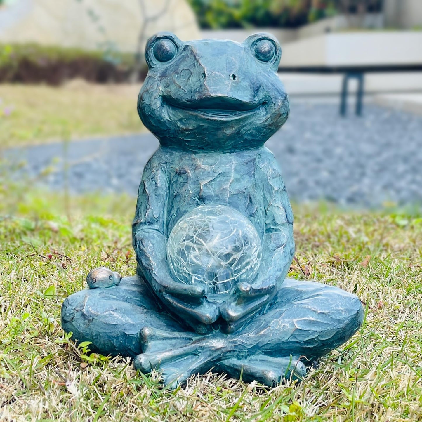 Brilliant Prospect Zen Yoga Frog Garden Statue, Outdoor Decor, Solar Patio Garden Sculpture Ornament, Frog Figurine Lamp Light, Meditation Frog Gift Ideas for Women