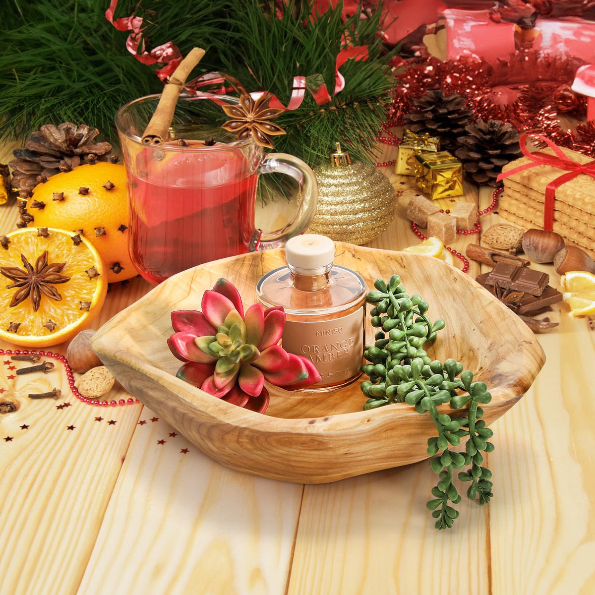 ZENFUN Natural Wood Fruit Bowl 9.8-11.4 Inch, Unique Root Dish Bowl, Fruit Snack Dish for Sandwich Bread Serving, Handmade Serving Bowl for Candy, Vintage Ring Dish, Serving Appetizer Display