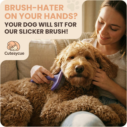 Dog Slicker Brush for Large Dogs – Gentle Long Bent Pins for Goldendoodles, Labradoodles & Poodles – Removes Tangles, Knots & Mats – Eco-Friendly Handmade Wood Brush, Groomer-Recommended Comfort Grip