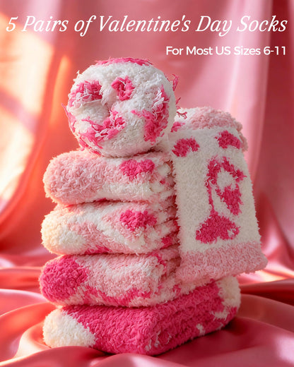 TEHOOK Warm & Cozy Valentines Gifts for Women, Fluffy Fuzzy Plush Sleeping Slipper Socks - Soft Warm Fabric