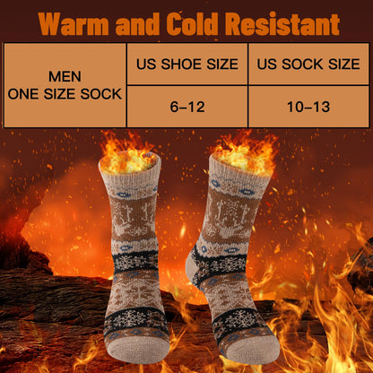 COOVAN Mens Warm Wool Socks Thermal Winter Thick Crew Socks Cold Weather Soft Cozy 5 Pairs
