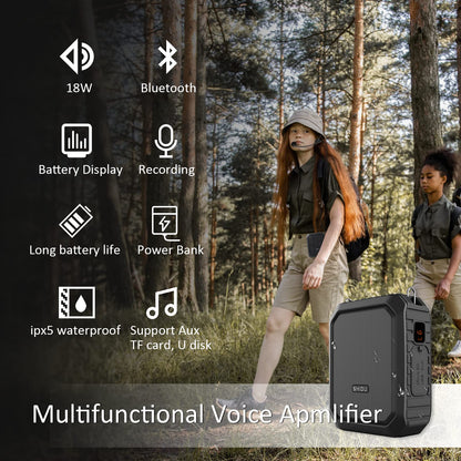 Personal Voice Amplifier for Teachers - Portable Speaker with Wired Headset Microphone 18W Waterproof IPX5 Waistband Voice Enhancer Megaphone for Indoor and Outdoor Activities, Teaching, Speech…