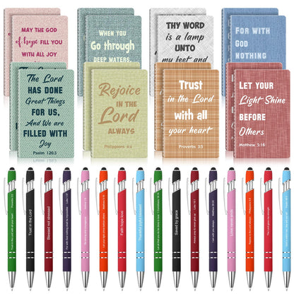 Funrous 32 Pcs Motivational Quote Pens Inspirational Notepads Mini Journal with Ballpoint Pen Small Notebooks Gift for Men Women Coworker Adult Party Favors Prize Teacher Student Office(Texture)