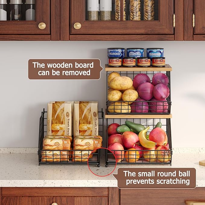 2 Set Stackable Wire Basket