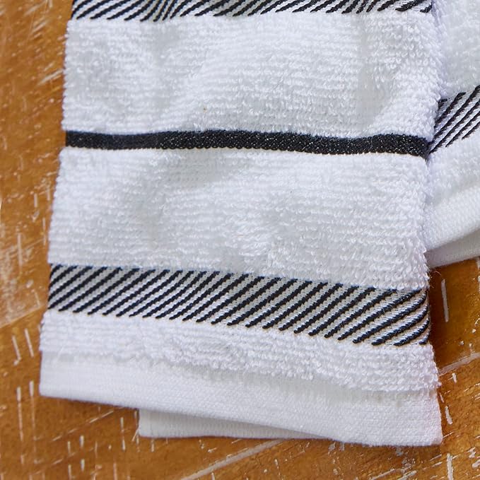 KitchenAid Albany Kitchen Towel 4-Pack Set, Matte Black/White