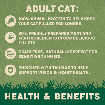 Harringtons Complete Wet Pouch Grain Free Hypoallergenic Adult Cat Food Mixed in Jelly Pack 40x85g - Beef, Chicken, Salmon & Tuna- Making Mealtimes Meatier