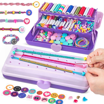 TingingYuli Friendship Bracelet Making Kit for Girls 8-12, DIY String Bracelet Maker with 3-Layer Storage Box, Arts and Crafts for Kids Ages 6-12, Easter Christmas Birthday Gift Set