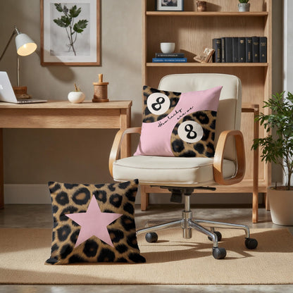 Xiyurlk Cheetah Leopard Lover Gifts for Women,Preppy Star Lucky 8 Ball,Cheetah Leopard Print Room Decor Pillow Cover 18x18 Set of 2,Coquette Preppy Pillow Covers for Girls Room Dorm Apartment Decor(6)