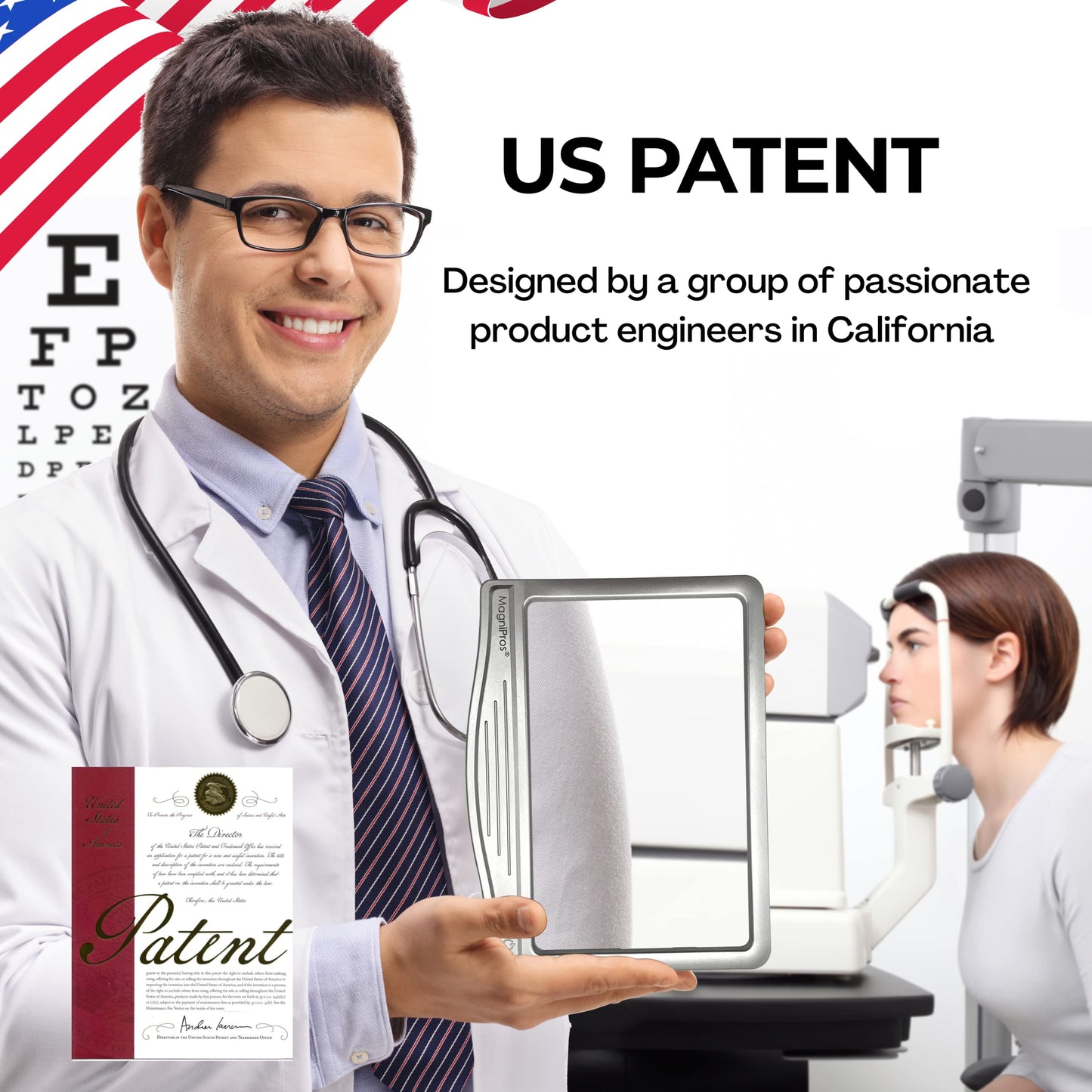 MAGNIPROS Patented 3X Large LED Page Magnifier for Reading | Eye Caring 3 Color Light Modes & Anti-Glare Lens to Reduce Eye Strain-Perfect for Small Prints, Aging Eyes, Low Vision and Seniors