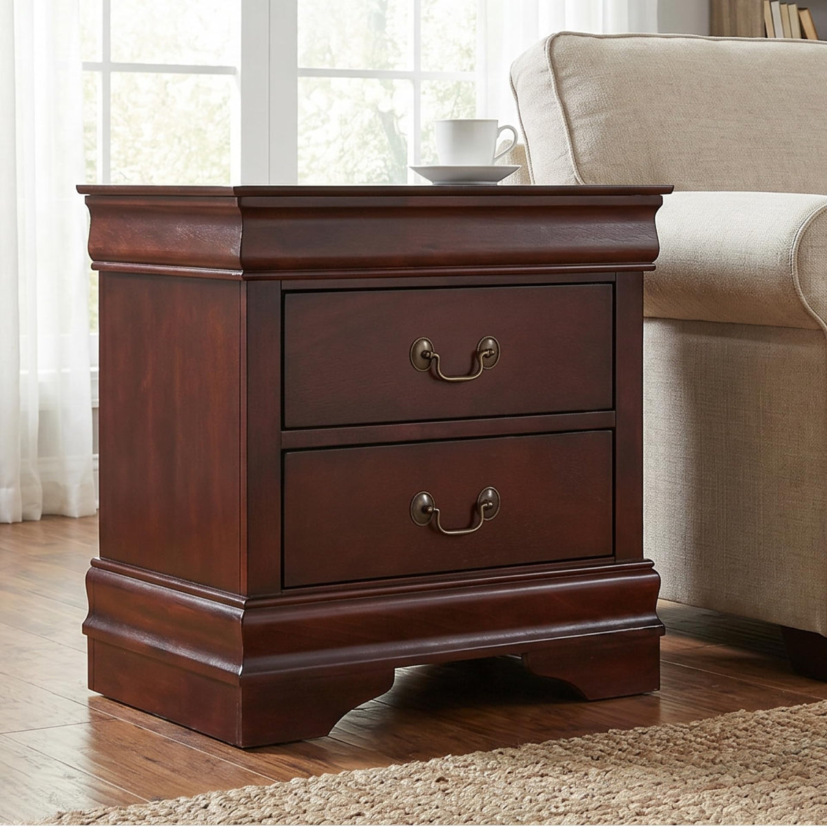 Signature Design by Ashley Alisdair Traditional 2 Drawer Nightstand, 23.75" Tall, Dark Brown