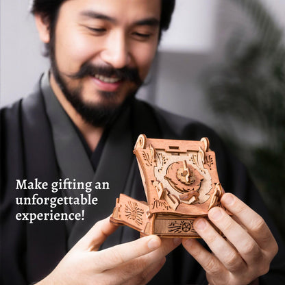 iDventure Samurai Puzzle Box | Tricky Gift Packaging | 3D Puzzle for Adults | Escape Room Game | Brain Teaser | Birthday Gift Gadget for Men and Women | Treasure Box