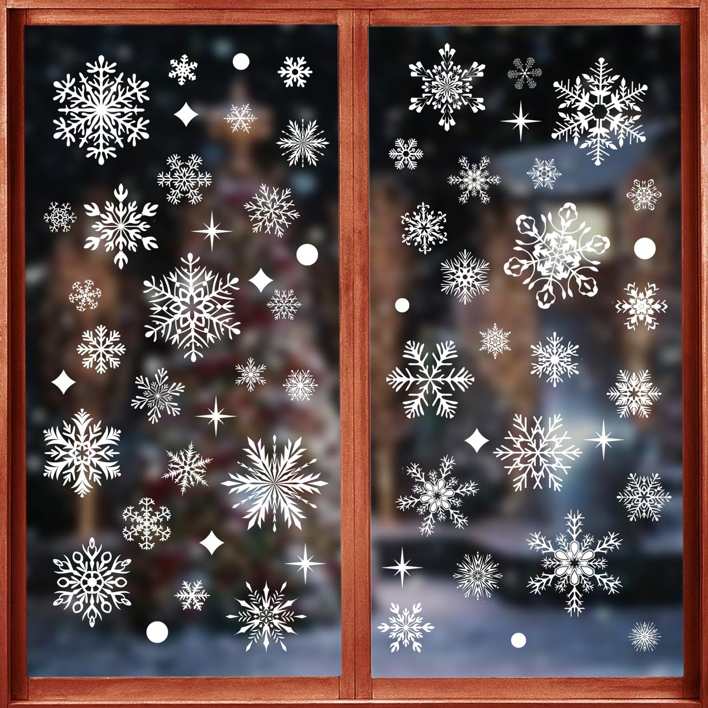 NEWMIAO 438Pcs Snowflake Window Cling Stickers for Christmas Decorations, 10 Sheets Christmas Window Clings of Different Shapes Xmas Decals for Glass Home Decor Indoor and Outdoor Party Supplies
