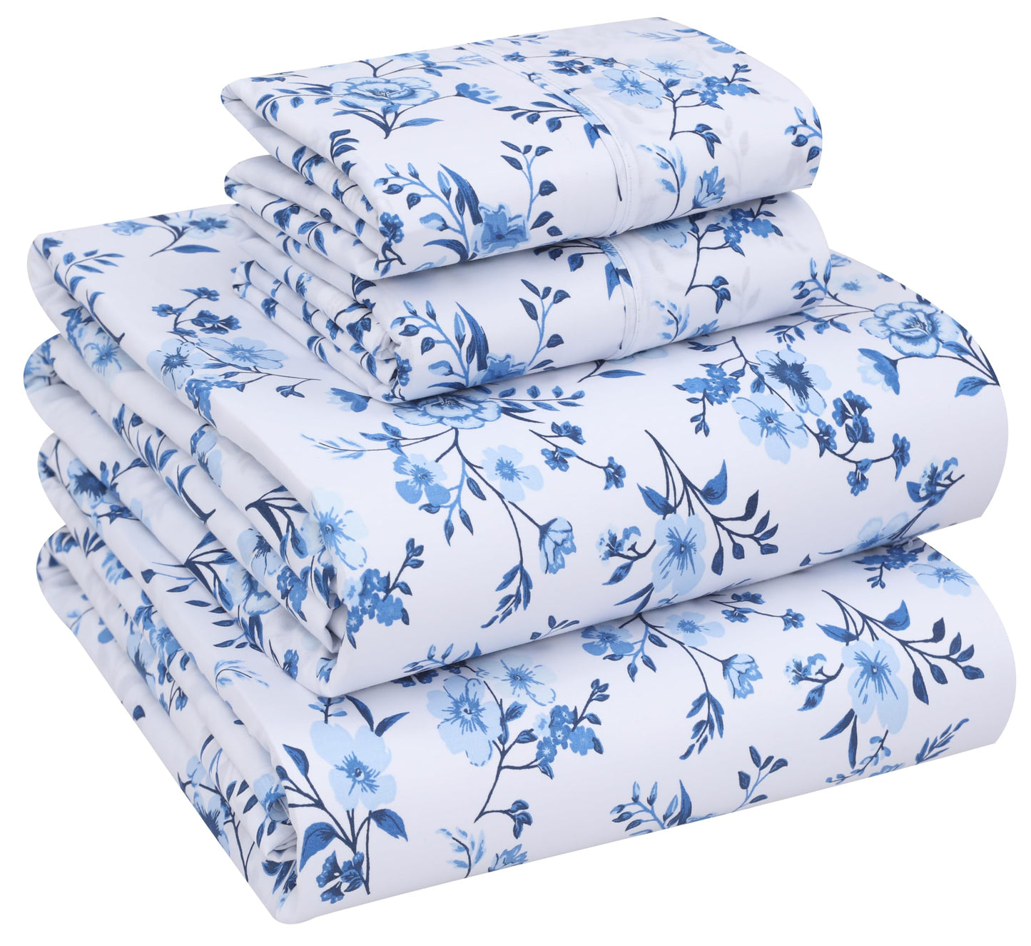 RUVANTI 100% Cotton Percale Sheets Queen Size – Crisp Cooling Bed Sheets for Hot Sleepers, Deep Pocket 16”, Soft Breathable & Durable Hotel-Style 4 Piece Set, Annual