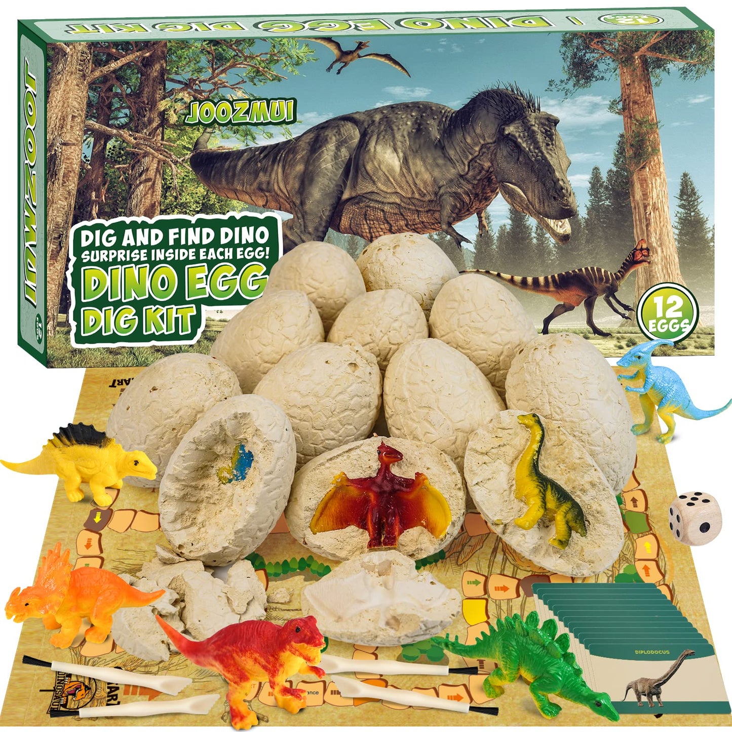 Joozmui Dinosaur Toys for Boys, Fossil Digging Kit for Kids Dinosaur Egg Toys 3-10 Year Old Boy Gifts Boys Toy Age 3-8 Toy Figure Gifts for 3-11 Year Old