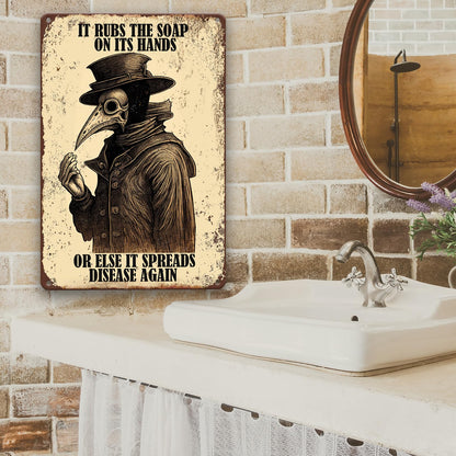 Gothic Bathroom Decor Retro Wall Art Signs, Funny Wash Your Hands Plague Bathroom Décor, Metal Tin Signs 8x12 Inch.