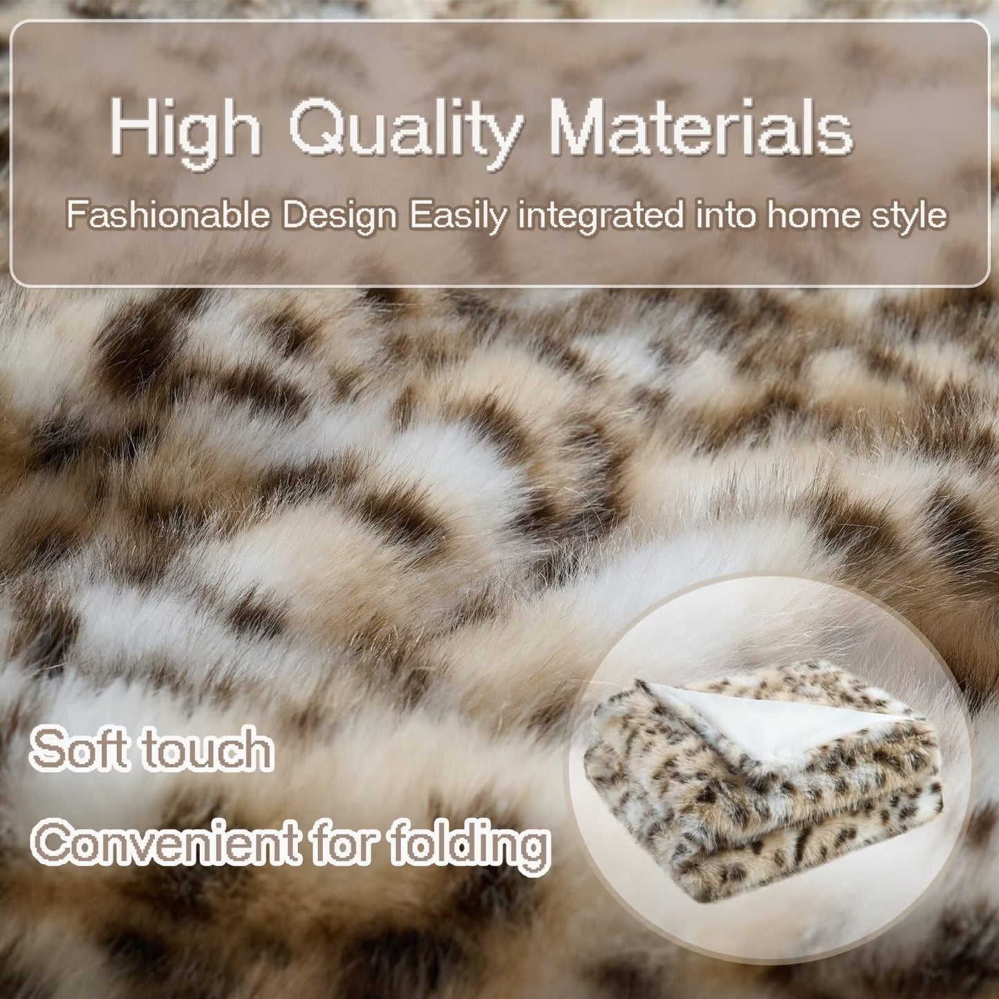Luxury Fluffy Faux Fur Throw Blanket,Thick Fluffy Silky Fuzzy Cozy Blanket,Plush Blankets for Couch, Sofa, Chair, Bed-Leopard Print,50x60 Inches