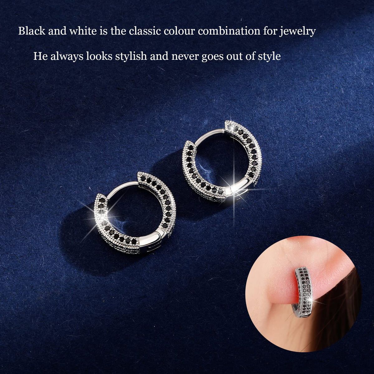 TOPGRILLZ Iced Out Hoop Earrings Cubic Zirconia Huggie Cartilage Cuff Hypoallergenic 14K Gold Plated Luxury Fashion Round Circle Earrings For Men Women-05SH