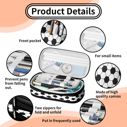 SnuggleHive Soccer Ball Pencil Case for Boys & Kids,Large Capacity Expandable Pencil Pouch with Double Zippers & Compartments,Cool Sport Stationery Organizer Pencil Box for School Students & Gift