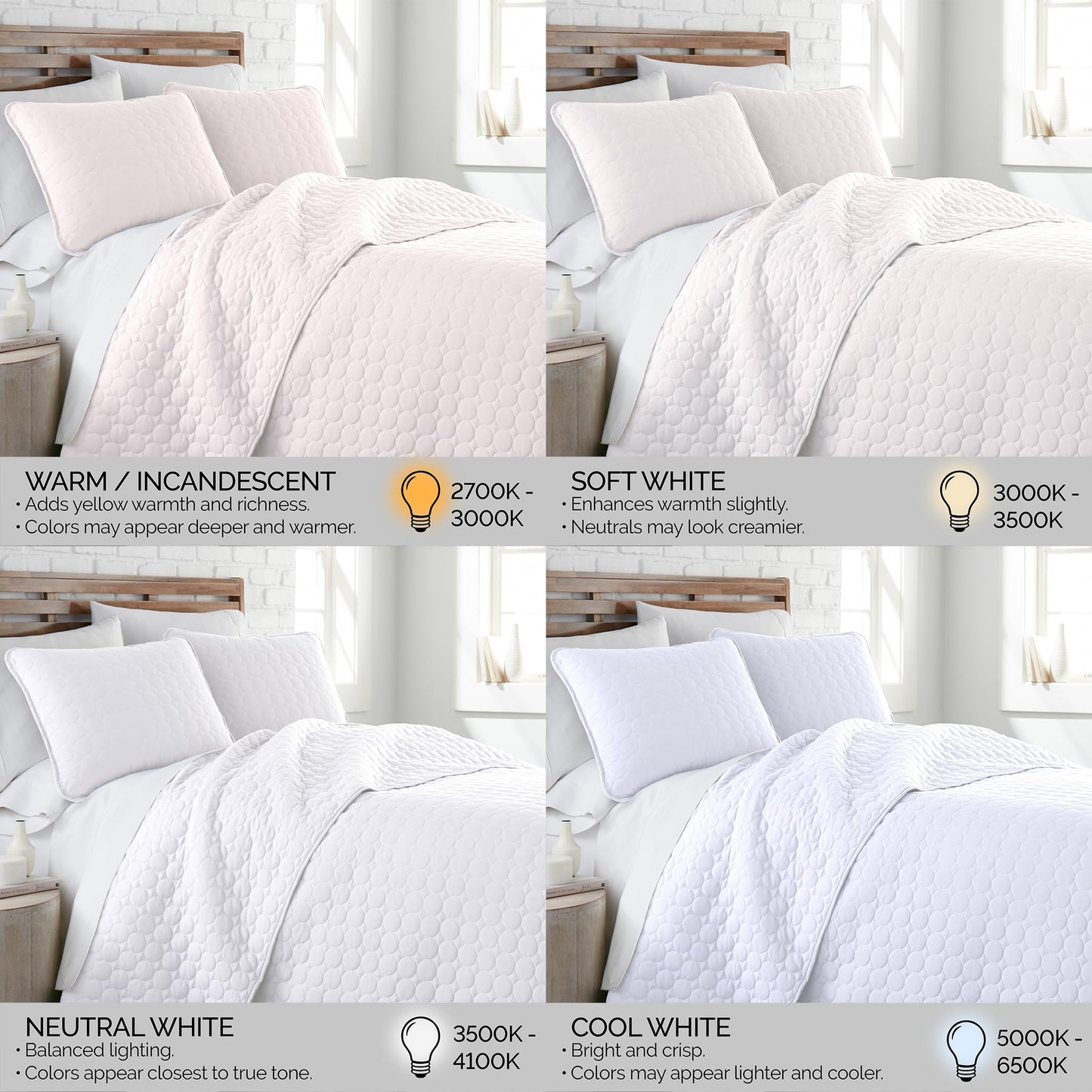 Southshore Fine Living, Inc. King Size White Quilt Bedding Set with 2 Pillow Shams, Quilted Summer Comforter, King Size, Light Weight Bedspread, California/King Quilt Coverlet, Bright White