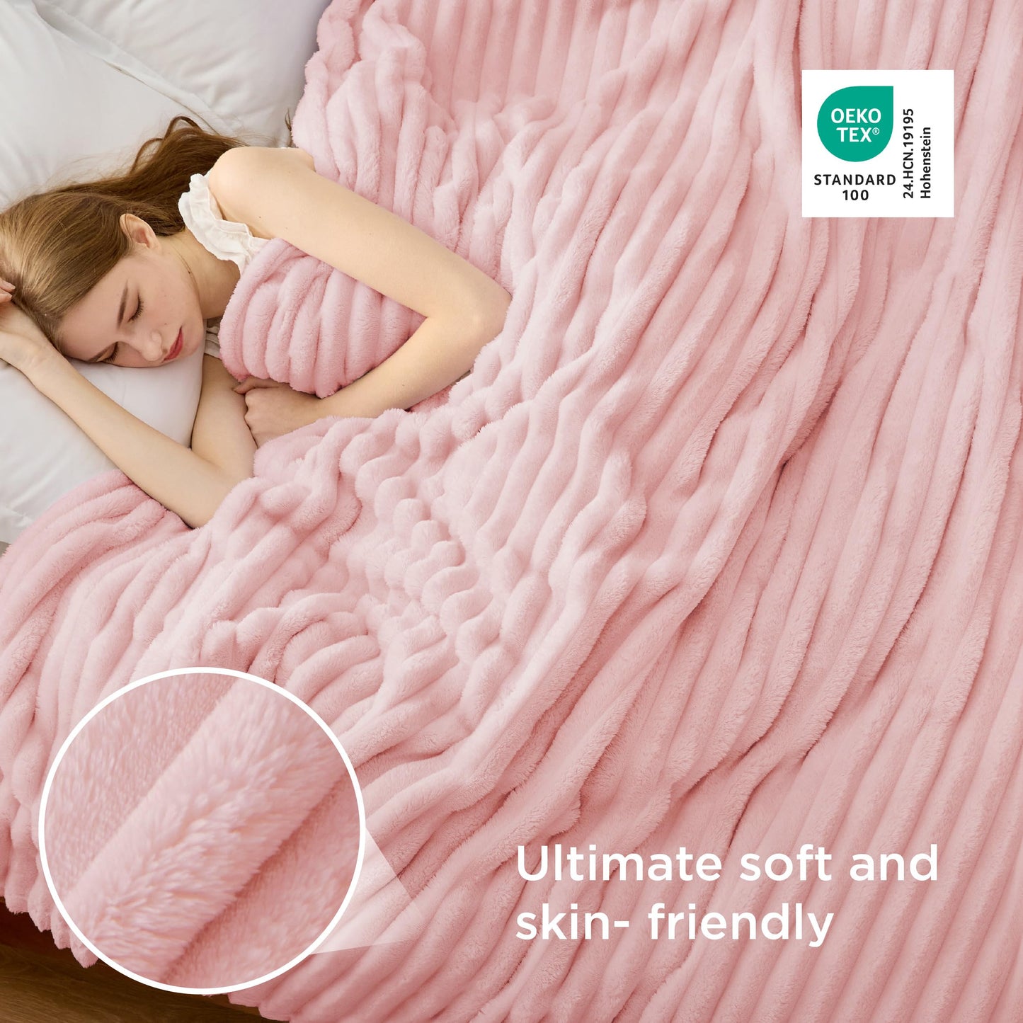 Bedsure GentleSoft Blanket for Bed & Bubble Waterproof Blanket for Bed King Pink 108x90inch