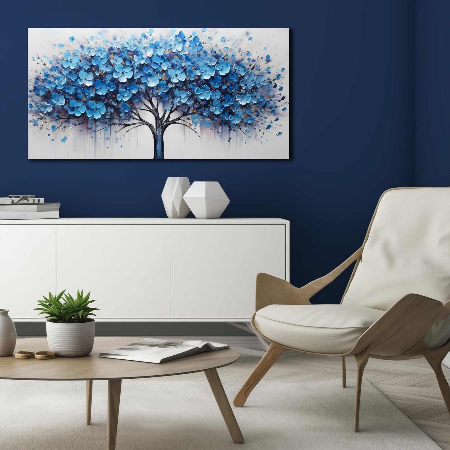MDHKVPM Tree of Life Wall Art for Bedroom Blue Wall Decor for Living Room Tree Prints Picture Decor 20 x 40 Inch