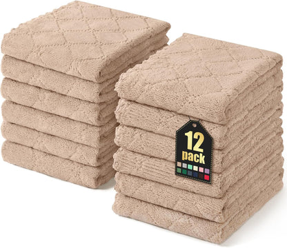 Homaxy 12 Pack Kitchen Dish Cloths (10 x 10 Inches, Grey), Super Soft and Absorbent Coral Velvet Dish Towels, Nonstick Oil Fast Drying Microfiber Cleaning Cloth, No Lint Household Dishcloths