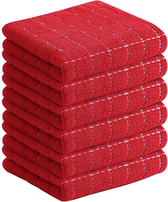 Homaxy 100% Cotton Terry Kitchen Towels, Checkered Designed, Soft and Super