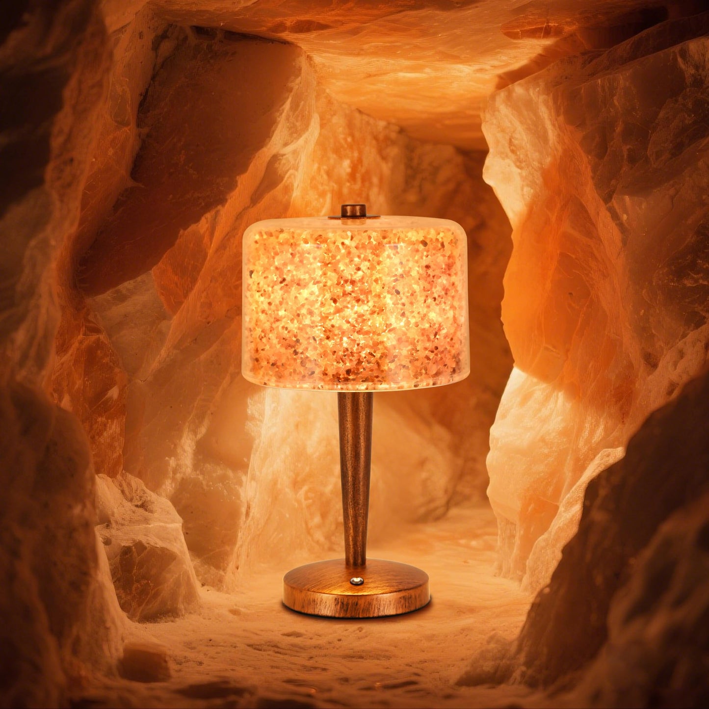 Himalayan Pink Rock Salt Lamp, Touch Control Dimmable Salt Night Light, USB Powered Crystal Salt Lamp, Boho Ambient Table Lamp for Bedroom Nightstand Living Room Home Decor, USB Adapter Excluded
