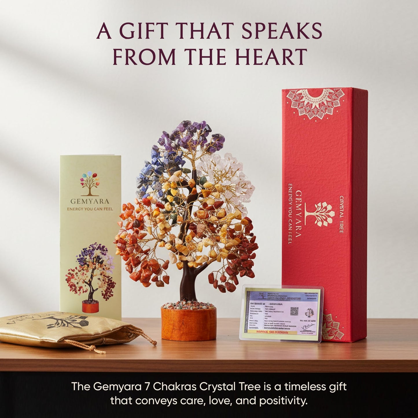 GEMYARA Crystal Tree with 500 Crystals and Healing Stones –Mom Birthday Gifts for Women, Office Desk Decor, Living Room Decor – Gift-Ready in Magnetic Box,Tree of Life for Luck & Positivity
