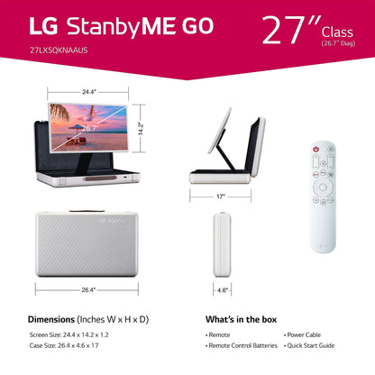 LG 27-Inch Class StanbyMe 1080p-Portable Touch-Screen-Monitor 27ART10AKPL, Built-in Battery, Full Swivel Rotation, 60Hz Refresh Rate, Calming Beige