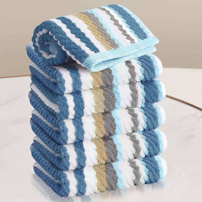 VOOVA & MOVAS Striped Wash Cloths Set, Luxury Towel Set
