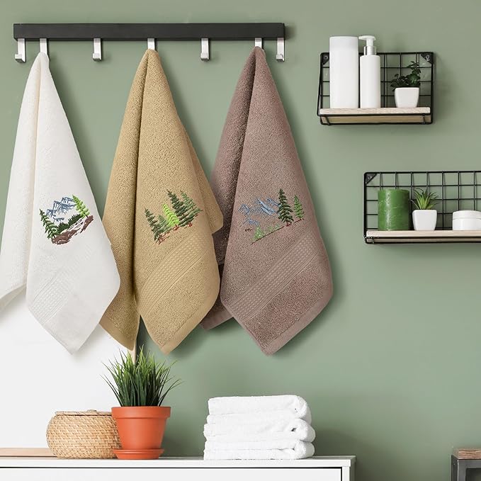 3 Pcs Mountain Hand Towels Farmhouse Decorative Bathroom Towels Set 13.3 x