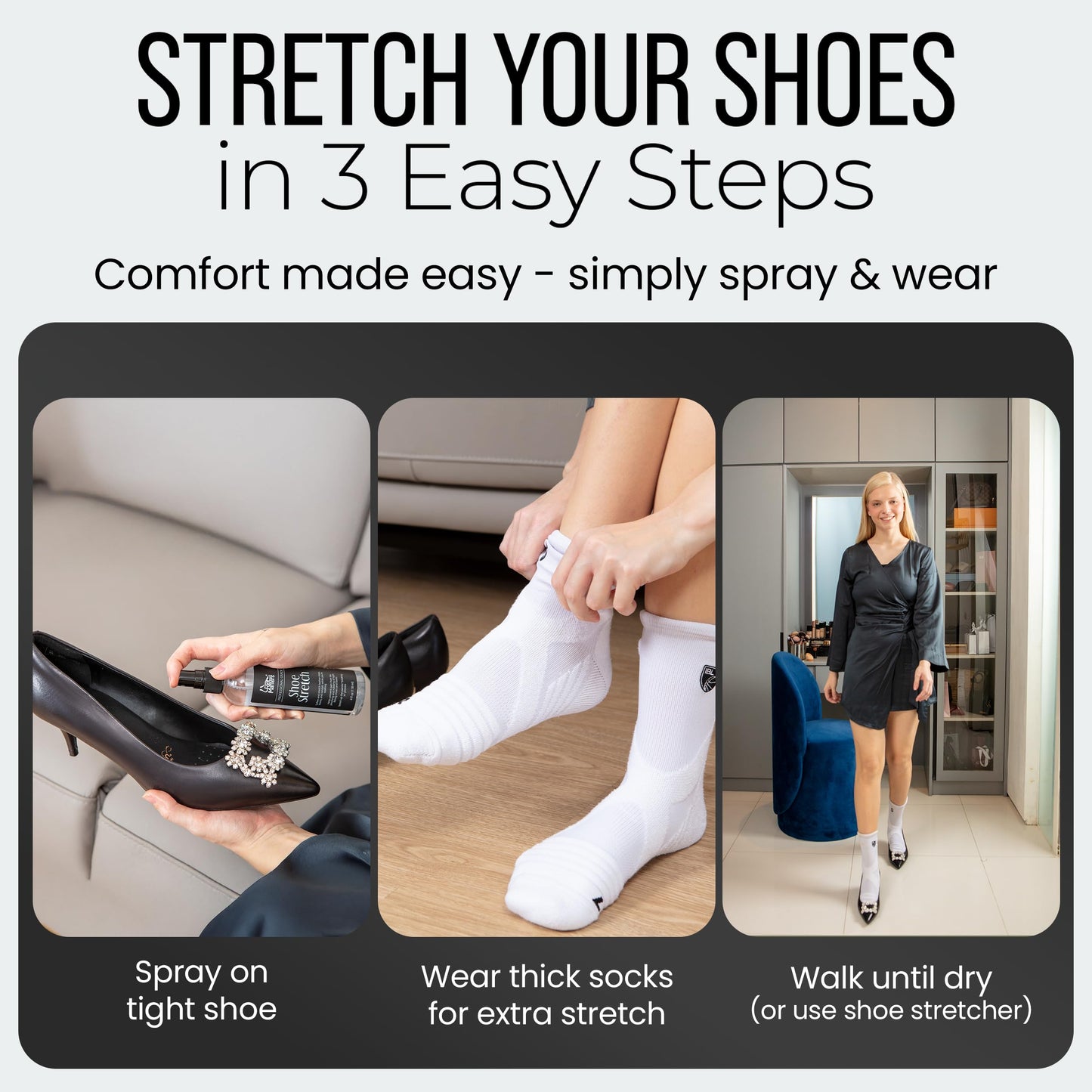 FootMatters Professional Boot & Shoe Stretch Spray – Softener & Stretcher for Leather – 118 ml