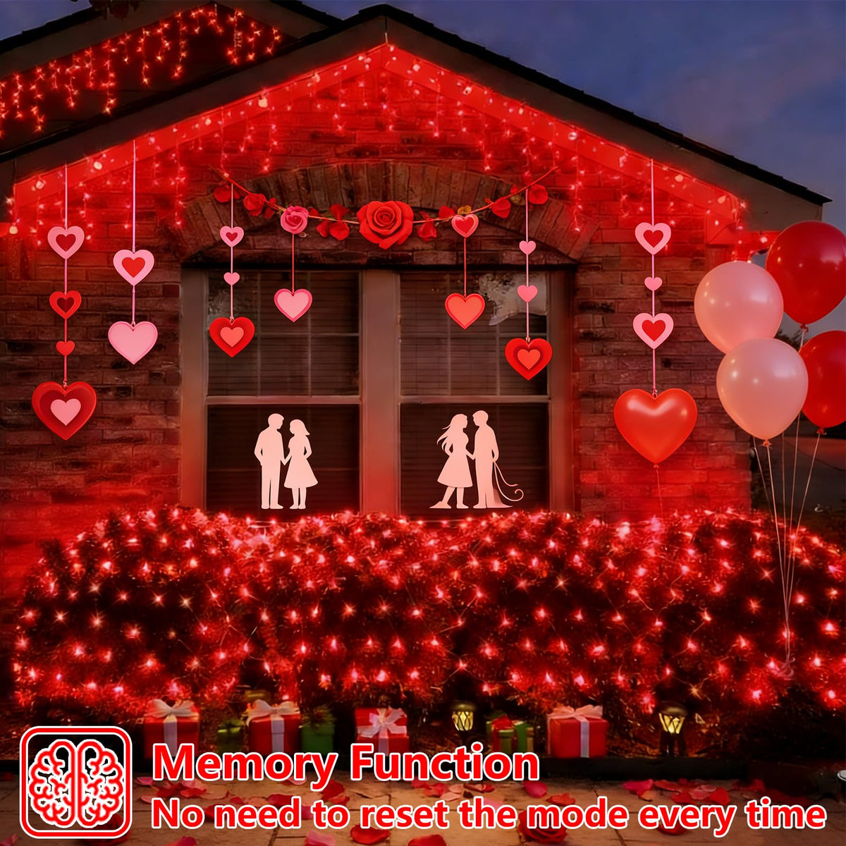 YEGUO 33ft 400 LED Red Icicle Lights for Valentine’s Day, Icicle Christmas Lights with 8 Modes, Connectable Icicle String Lights with Memory Timer