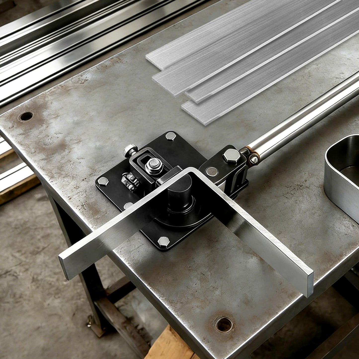 MXBAOHENG 90° Flat Bar Bender, 3X50mm Manual Flat Bar Bending Machine, 9 Bearings Metal Bending Machine, Metal Bender for Galvanized Flat Strip, Steel, Copper, Aluminum, Iron, 304 Stainless Steel