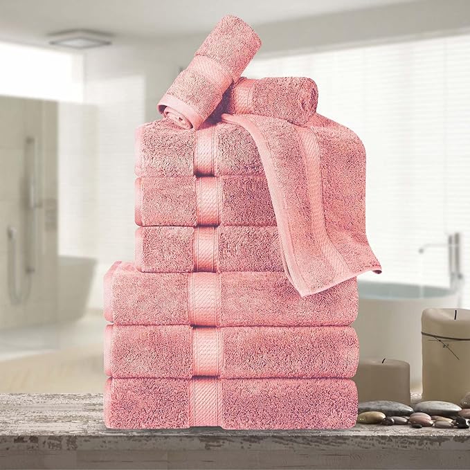 Superior Egyptian Cotton Pile 9 Piece Towel Set, Includes 3 Bath, 3 Hand