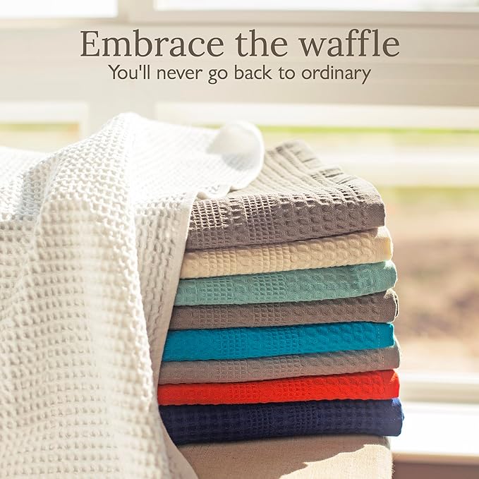 GILDEN TREE Waffle Towel Set Quick Dry Thin | 2 Bath Towels | 2 Hand Towels | 2