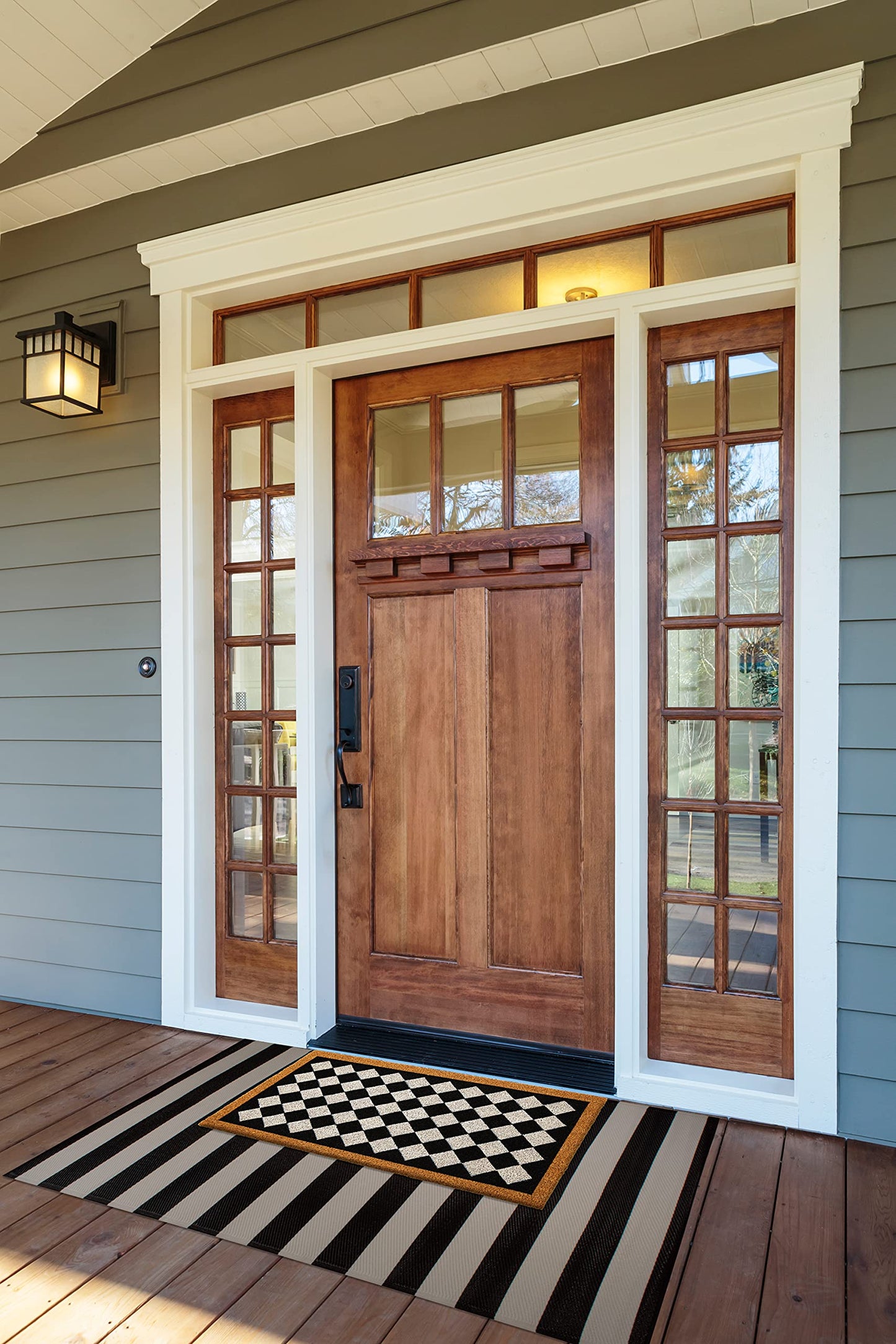 DII Natural Coir Geometric Modern Outdoor Door Mat, Front Porch Décor, 17x29, Harlequin