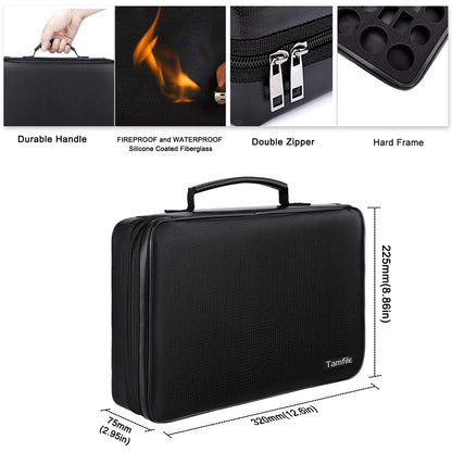 Fireproof Battery Organizer Storage Case Waterproof & Explosionproof, Safe Bag Fits 210+ Batteries Case - with Tester BT-168, Carrying Container Bag Energy Batteries AA AAA C D 9V Lithium 3V Holder