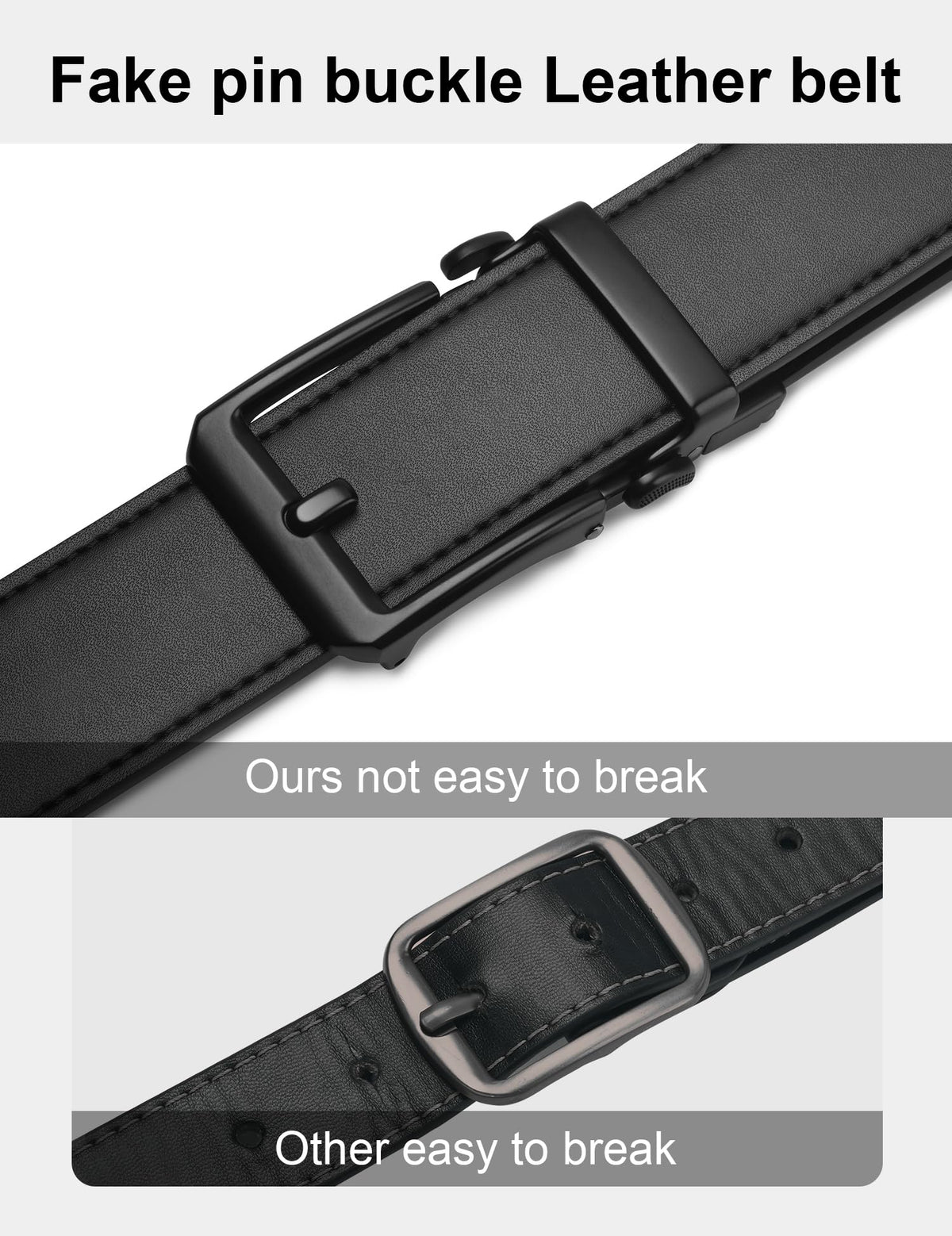JUKMO 1.5" (38mm) Leather Ratchet Belt for Men in Gift Box (Black, Small)