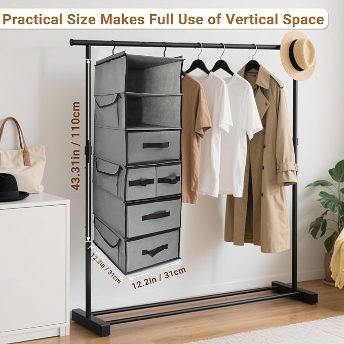 Durable 6-Tier hanging closet organizer