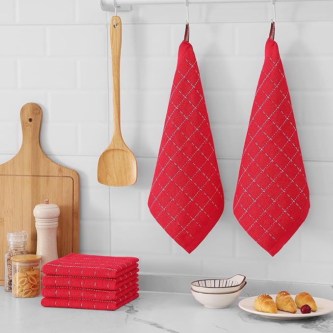 Mordimy 100% Cotton Terrycloth Kitchen Towels and Dishcloths Sets, Soft and