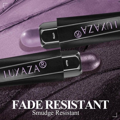 LUXAZA PRO Purple Eyeshadow Stick 6PCS Set, Metallic Shimmer Matte Cream Eye Shadow Palette Brightener Pencil Crayon, Halloween Makeup - BLUEBERRY