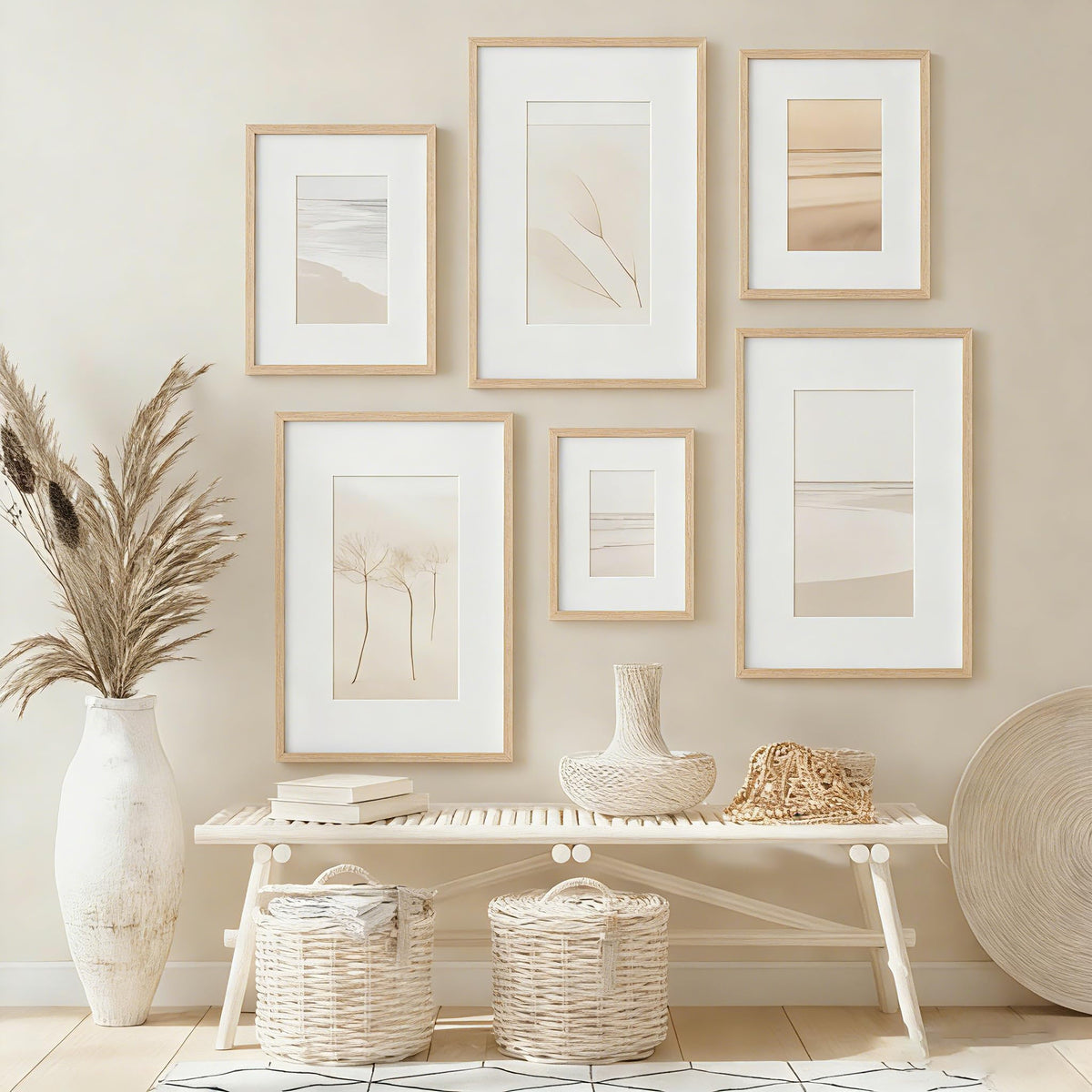 Atryinous 8x10 Picture Frame Set of 6 Solid Oak Wood Photo Frames with Plexiglass Display Picture 5x7 with mat or 8 x 10 without mat Tabletop or Wall Hanging Collage Gallery Wall Decor