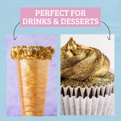Sweets Indeed Edible Glitter, Perfect for Drinks, Cocktails, Beverages & Cake Decorating, Dessert Cake Topper, 4 grams (Gold 4g)