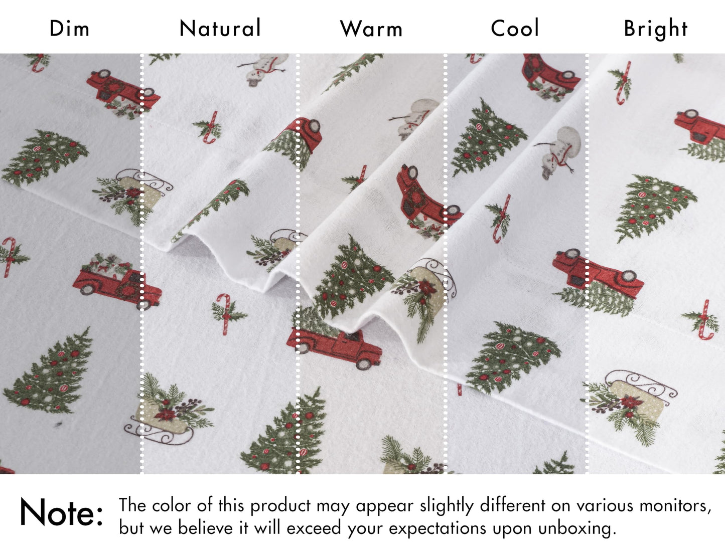 RUVANTI Flannel Sheets Queen Size - 100% Cotton Double Brushed Bed Sheets, Deep Pockets 16 Inches Queen Sheet Set, All Seasons Breathable & Extra Soft - Warm & Cozy, 4 Piece, Holiday Haul