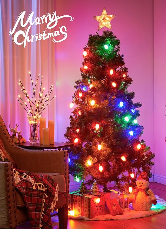 Vintage C9 LED Christmas Lights Outdoor, 150 Feet C9 String Lights with 150 Shatterproof C9 Bulbs, Waterproof Connectable Commercial Christmas Tree Lights for Outside Roofline Patio Decor, Multicolor
