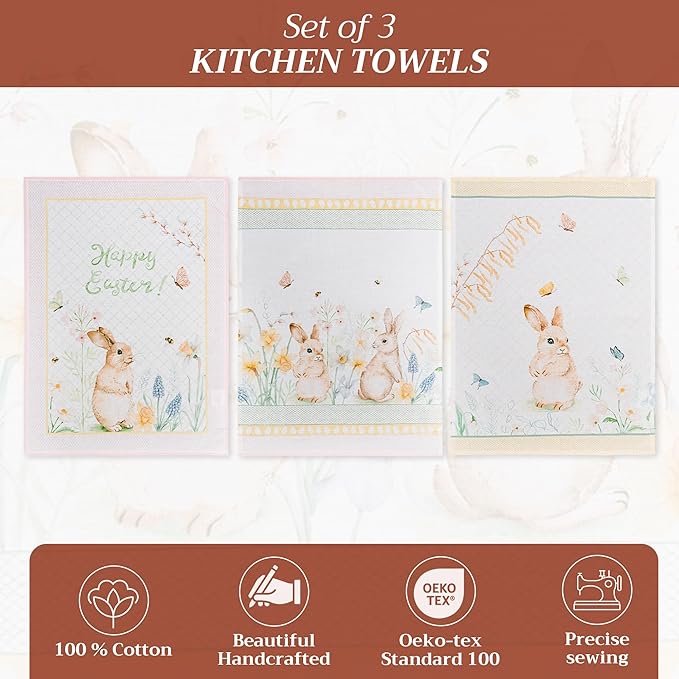 Maison d' Hermine Kitchen Towels Set of 3 100% Cotton 27.50" x 20" Reusable
