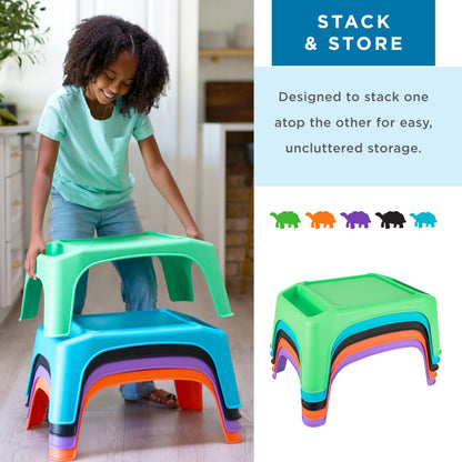 LAPGEAR Turtle Table Kids Flexible Seating Lap Desk Tray with Storage for Snacks, Play, Classroom, and Sensory Activities - Green - Style No. 20101